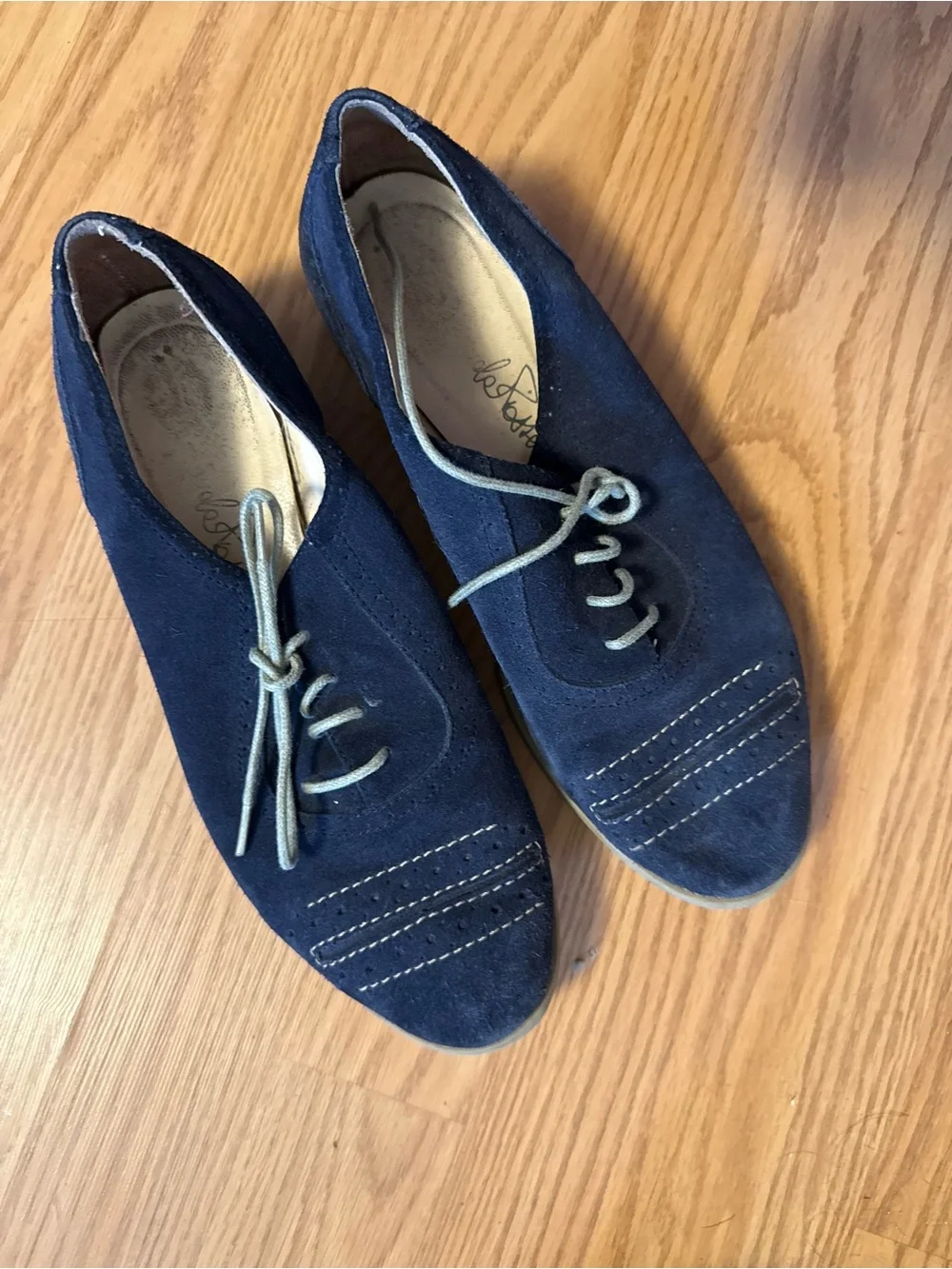 Italian Navy Suede Oxford Lace-Up Shoes